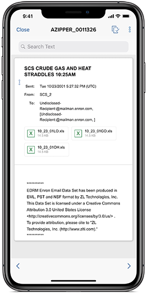 RelativityOne mobile app screenshot